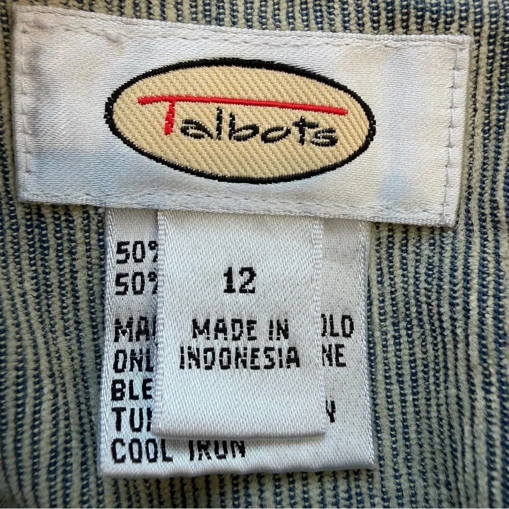 Vintage Talbots Blue Herringbone Midi A-Line Skirt Fringe Hem 12